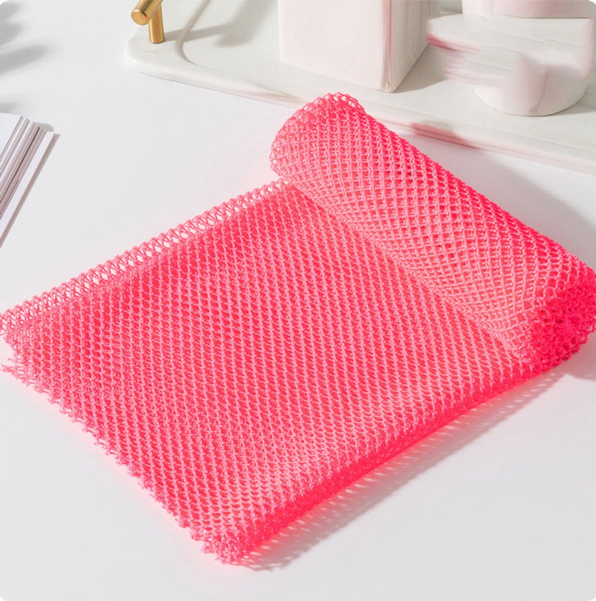 Douchespons van mesh met ophanglus - Lange exfoliërende douchespons - Geschikt voor lichaam en rug - Perfect voor dagelijks gebruik onder de douche - Zeer elastische mesh saunahanddoek
