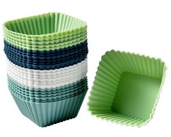 Taartvormpjes - 6,7*6,7*3,5 cm - Set van 24 - Siliconen taartvormpjes - Bakvormen - Antiaanbaklaag - Geschikt voor het maken van muffins, taarten, gebak en pudding - Herbruikbare muffinvormpjes - Geschikt voor ovens en airfryers - Vierkant