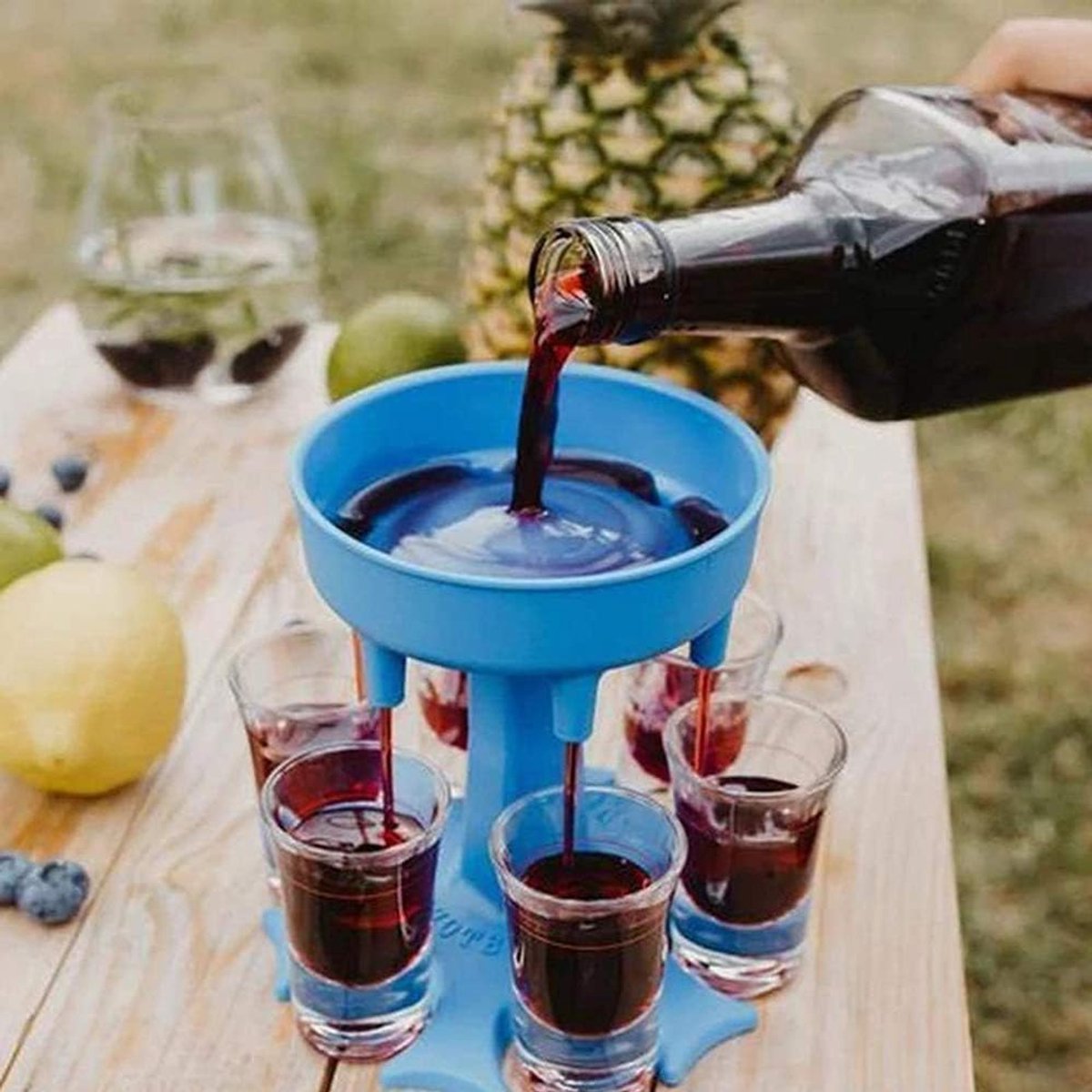 Wijndispenser, feestdispenser, wijnschenker, rond - blauw
