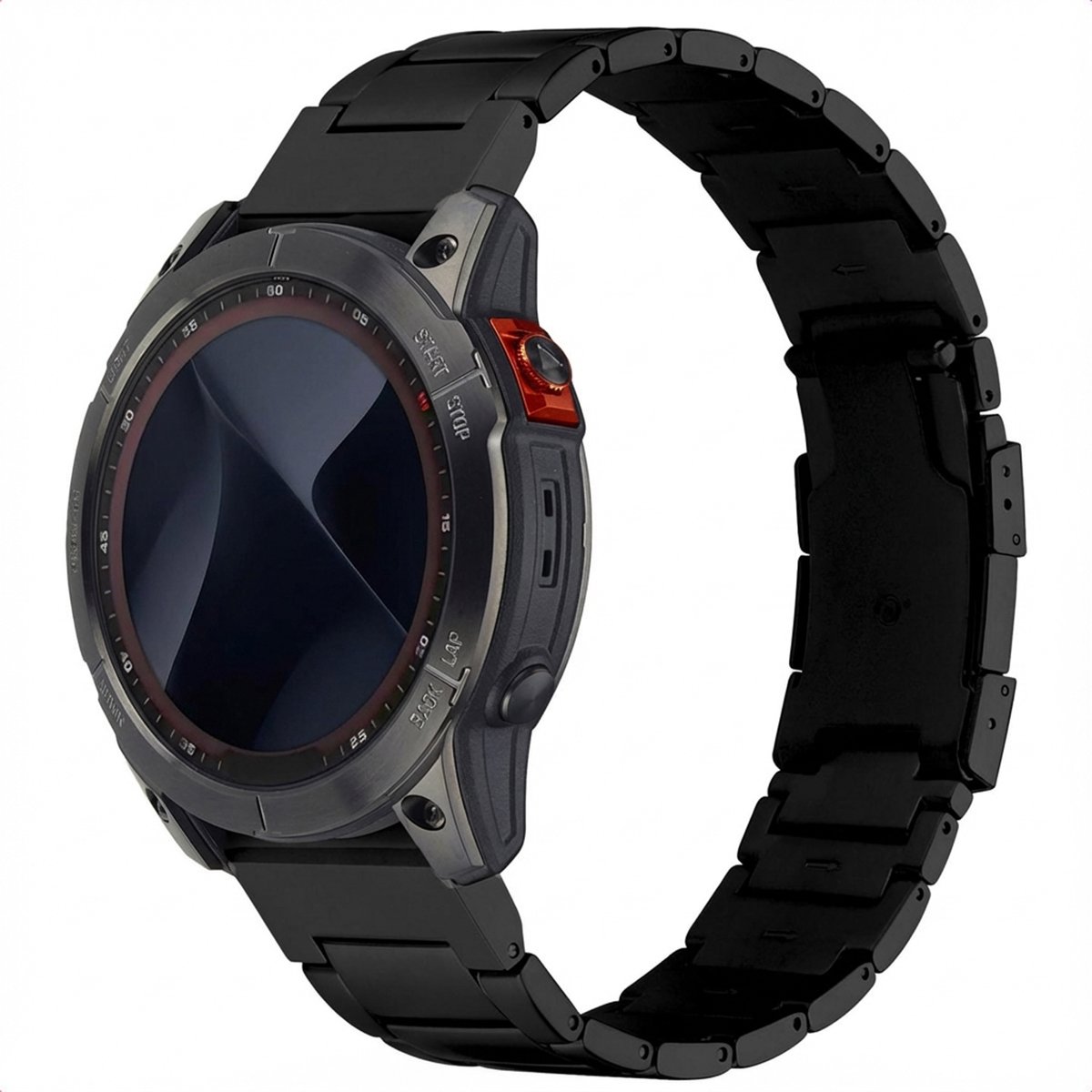 Mat Titanium bandje - Geschikt voor - Geschikt voor Garmin 26 mm aansluiting - Zwart