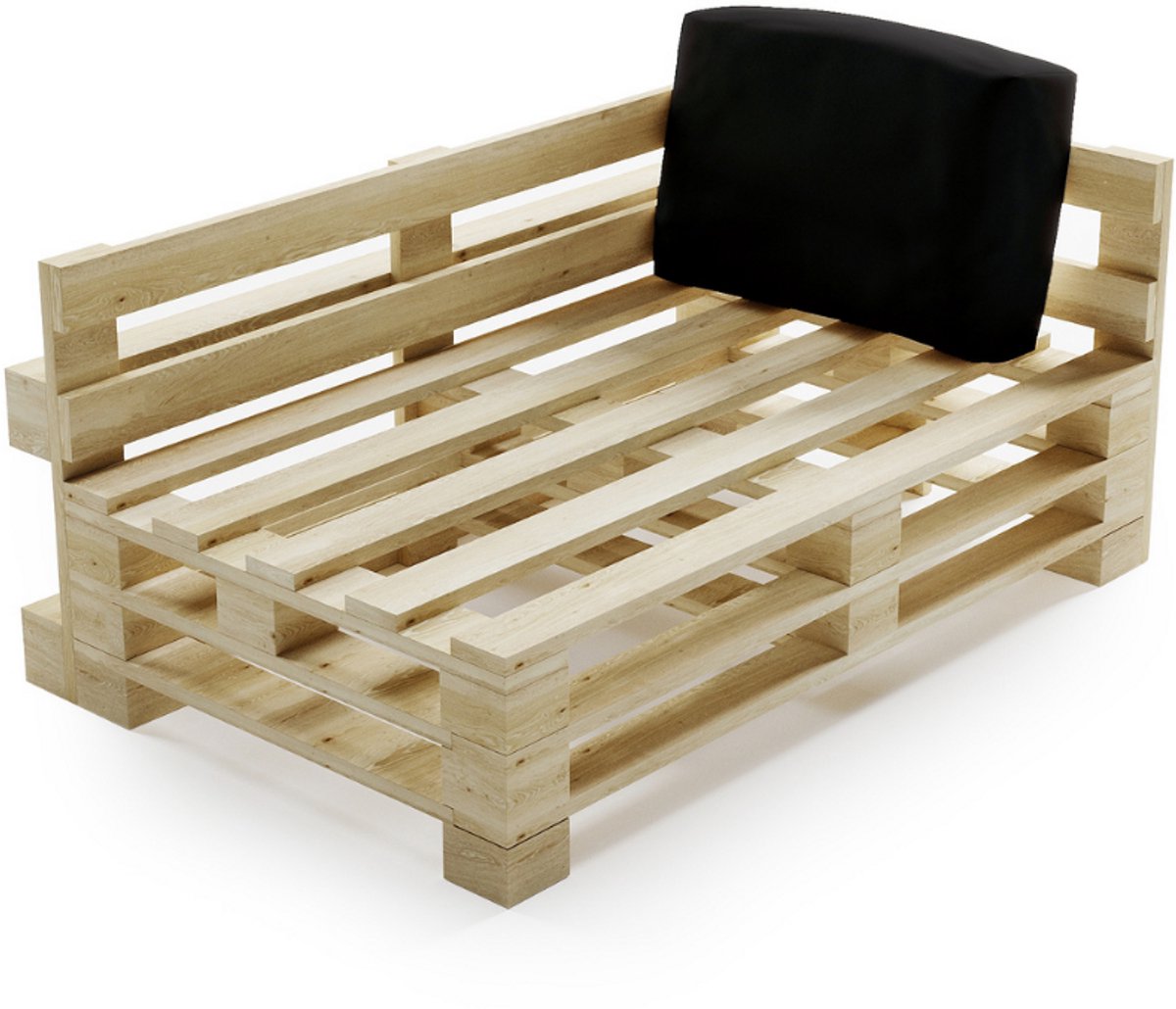 Bananair - Palletkussen - Afneembare hoes - Waterbestendig hoekkussen - Tuinkussen voor Palletbank - 60x40 cm - Zwart