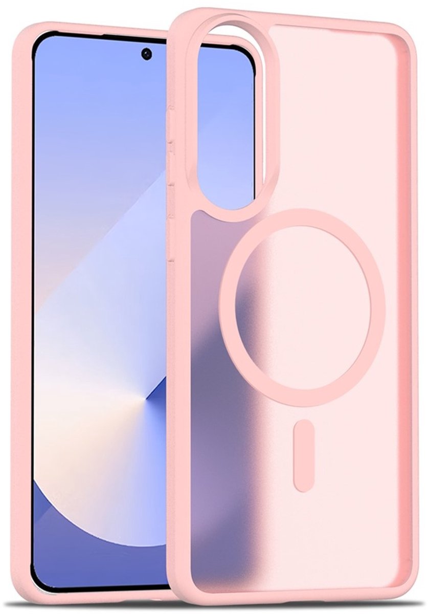 Lunso Geschikt voor Samsung Galaxy S25 Edge slank backcover hoesje met magnetisch ondersteuning - Roze