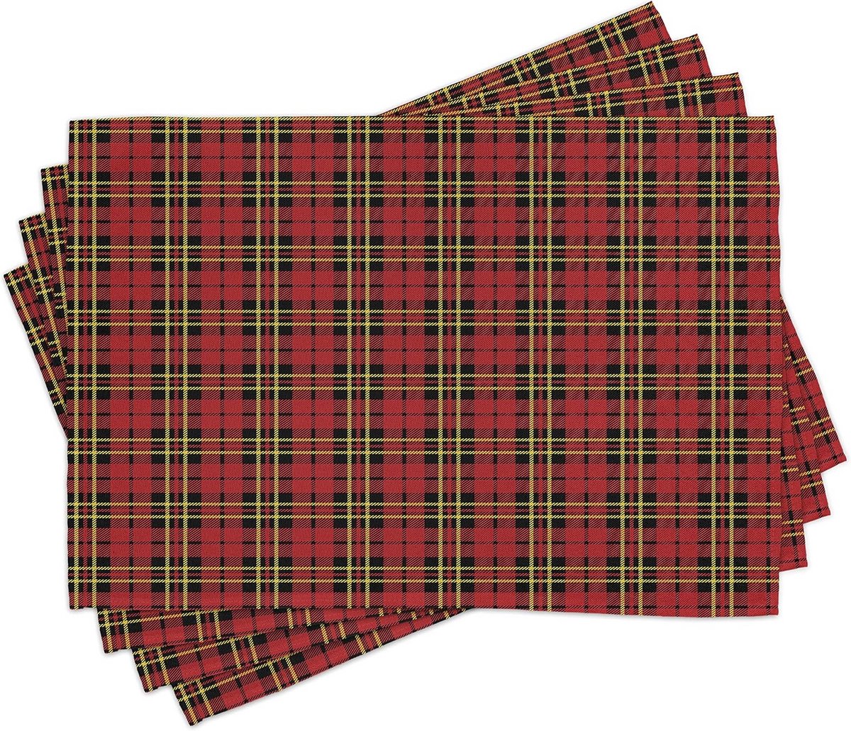 Set van 4 Geruite Placemats voor Eettafel - Wasbare Stoffen Tafellopers