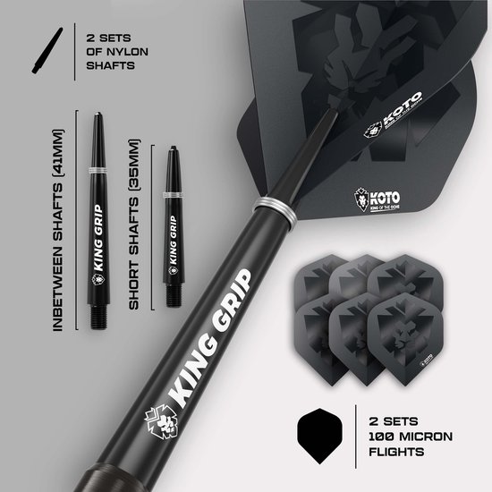 KOTO - Sting Black Tapered - 90% Tungsten - Dartpijlen - 24 Gram - Zwart - Steeldarts van Merkloos — afbeelding 3