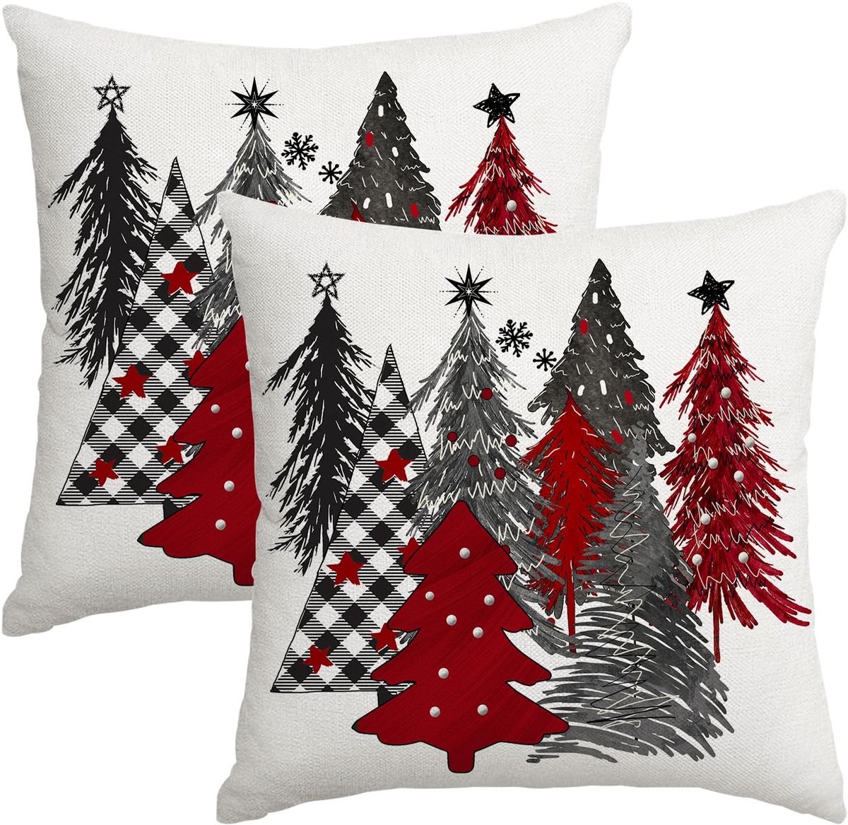 Unyqoos Set van 2 feestelijke kussenslopen voor kerstdecoratie in huis Kleurjik