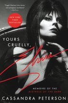 Boekomslag met "Yours Cruelly, Elvira", memoires van de Mistress of the Dark door Cassandra Peterson. "New York Times Bestseller".