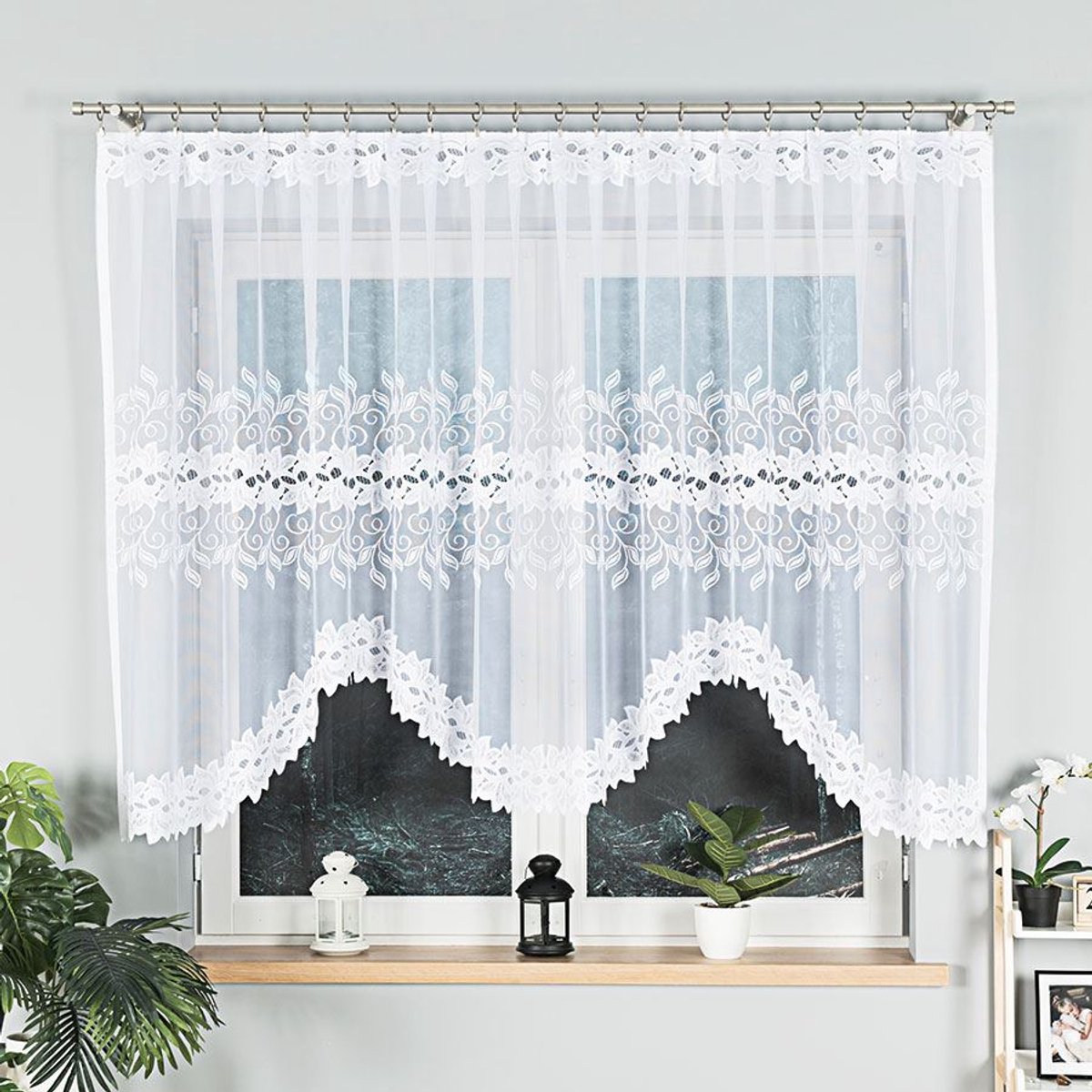Markizeta Bastia Serie - Gekleurd Vitrage - 320x140 cm - Witte Kleur - Jacquardpatroon