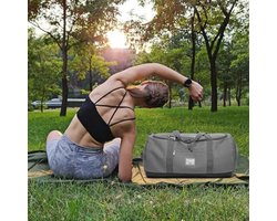 Lyweem Sporttas voor heren, 60 liter, grote reistas met schoenenvak, trainingstas, fitness, gymtas voor dames, grijs, 60L, Reistas, sporttas, reistas, weekendtas, camping, wandelen