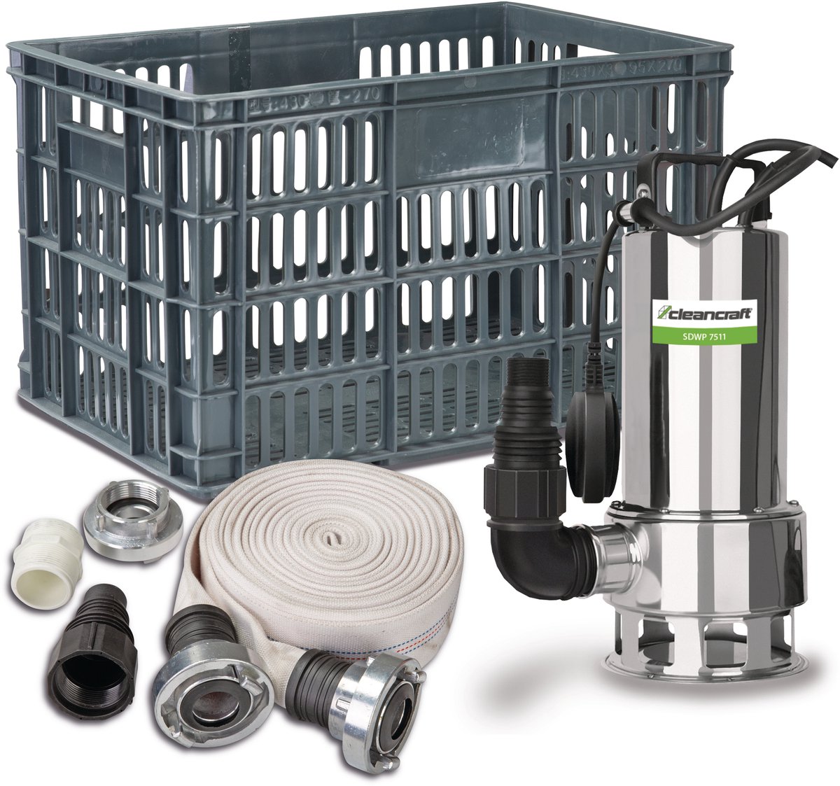 Dompelpompset voor overstromingen voor vuilwater capaciteit 11.400 l/u 0,75 kW 230V Cleancraft SDWP 7511 FLOOD SET