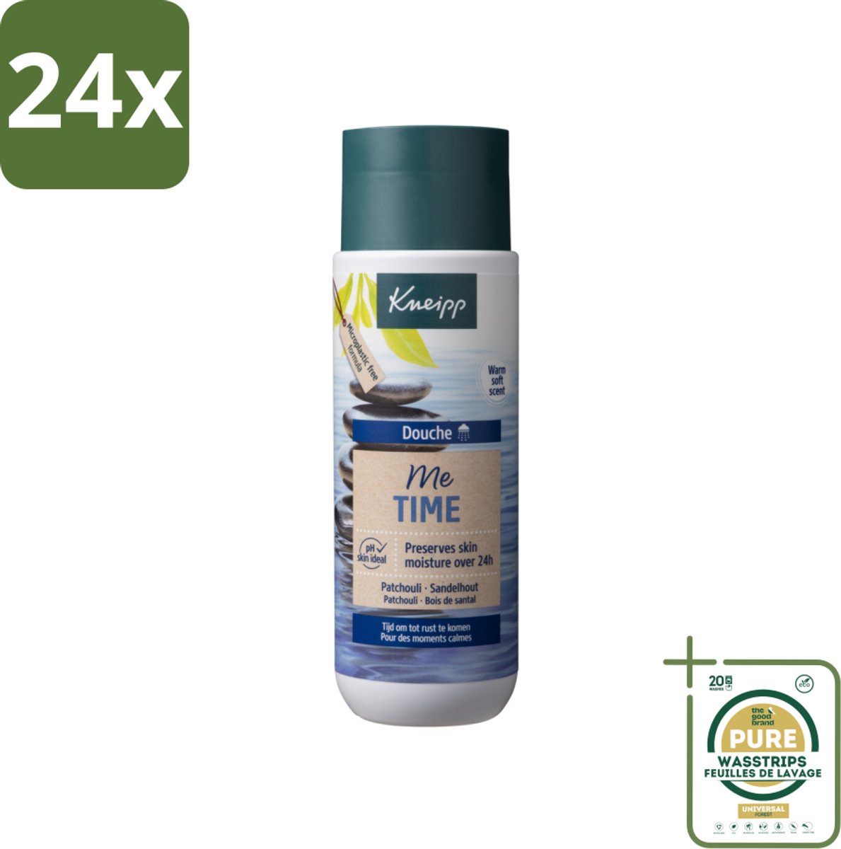 Kneipp - Douchegel - Me-Time - 200 ml - Voordeelverpakking - 24 stuks - Patchouli - Sandelhout