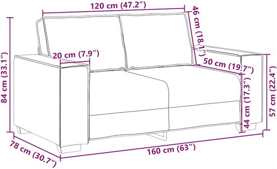 vidaXL - Canapé 2 places - 120 - cm - velours - gris clair