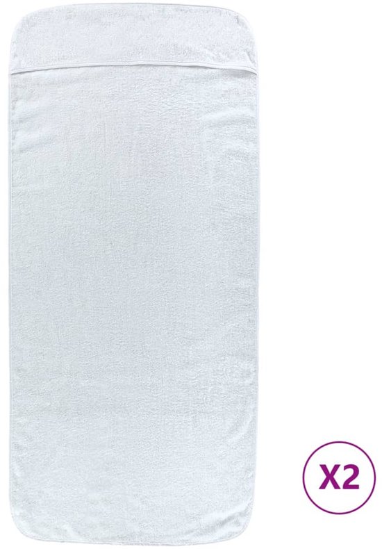 vidaXL Serviettes de plage 2 pcs 400 g/m² 60x135 cm Tissu Blanc
