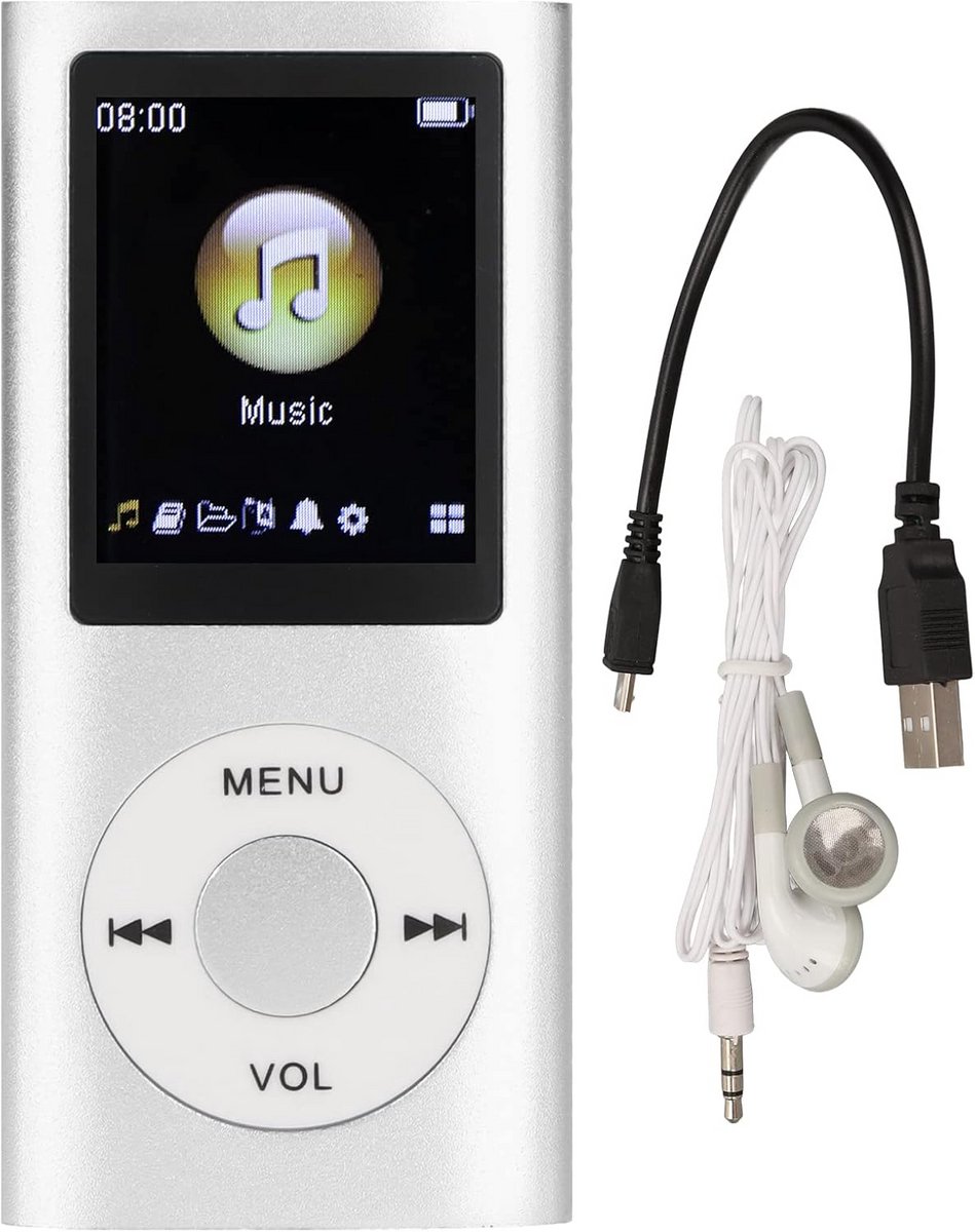 Compacte Draagbare MP3 Speler met Groot Geheugen (Aluminium Grijs)