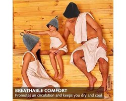 Saunamuts - Vilten saunaaccessoires - Thuissauna en badhuis - Essentiële sauna benodigdheden - Comfortabele saunahoed - Vilten stoomkamer muts - Geschikt voor dames en heren - Grijs