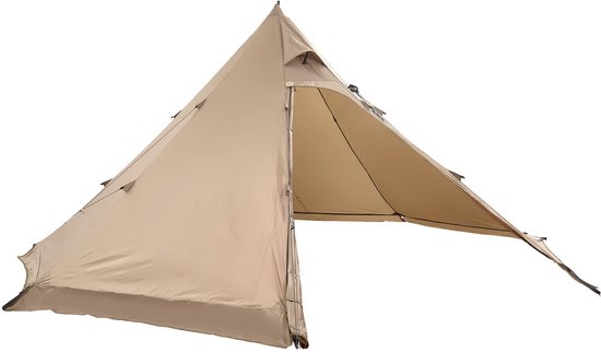 Kampeertent voor 4 Personen, Draagbare Tipitent met Kachelopening, Piramidetent Van Duurzaam Canvas, Veelzijdige 4-Seizoenentent voor Buitenactiviteiten Zoals Wandelen, Maat M — afbeelding 2