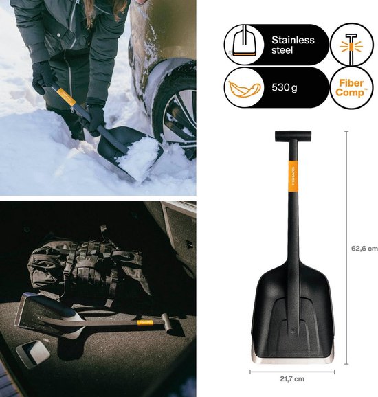 Outil Neige Compact Pelle à Neige Portable CLISPEED - Poignée En D Réglable - Voiture, Camping, Plein Air - Noir Pelle Démontable Voiture