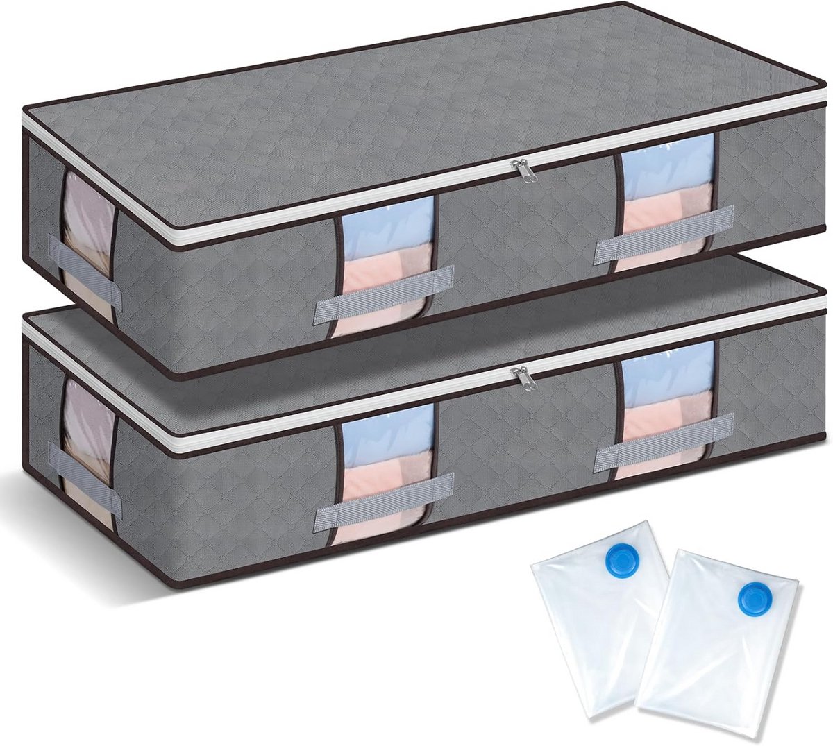 Set van 2 Opbergdozen 97cm met Vacuümzakken voor Kleding en Dekbedden