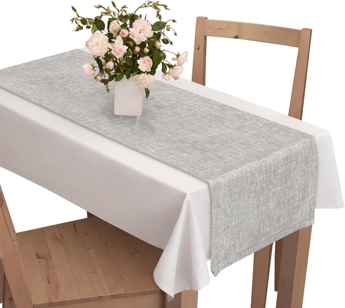 Decoratieve tafelloper Groen Linnen 40 x 120 cm Rustiek Minimalistisch Tafelkleed