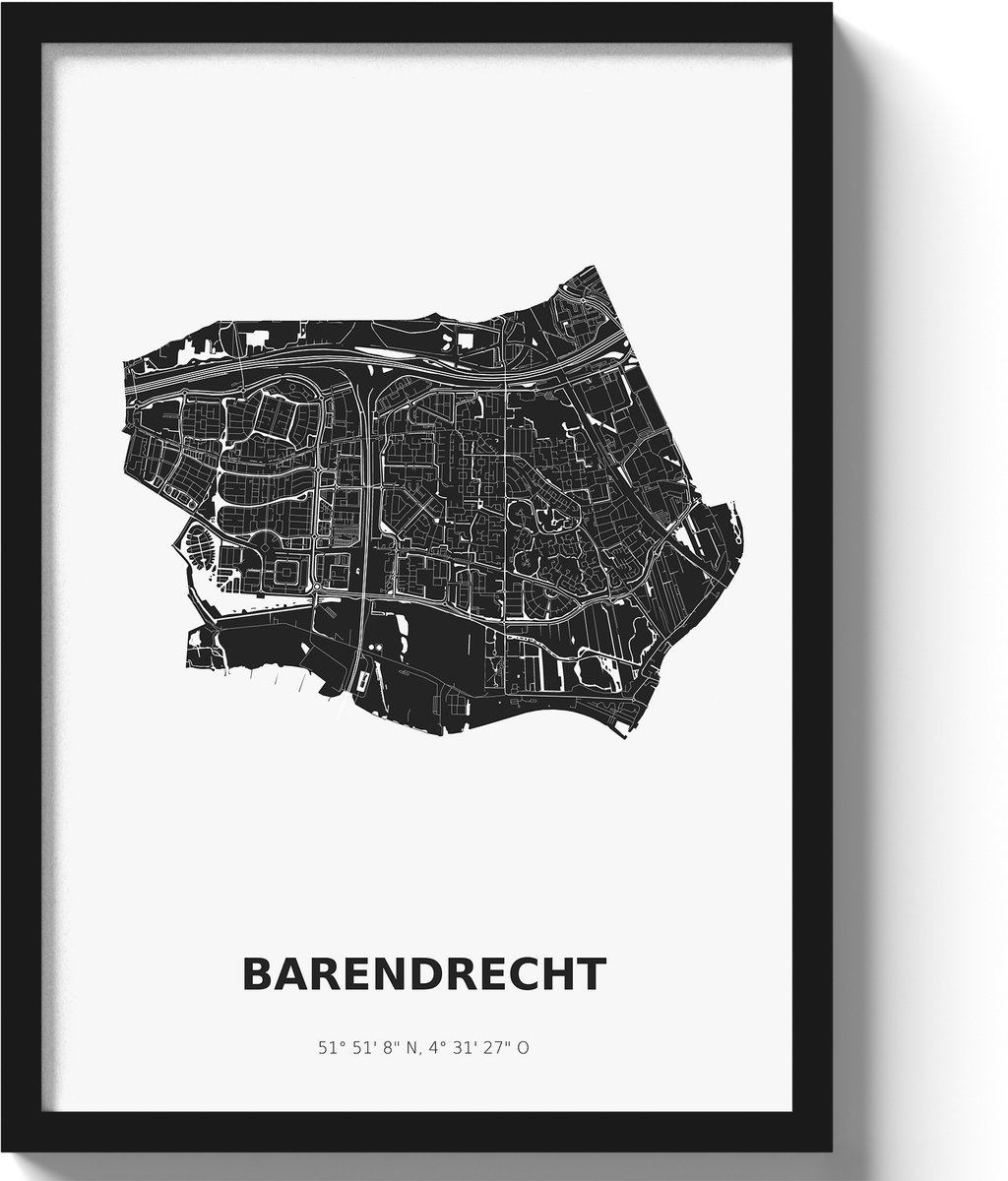 Poster Barendrecht A3 - 30 x 42 cm - Zwart/Wit (Exclusief Lijst)