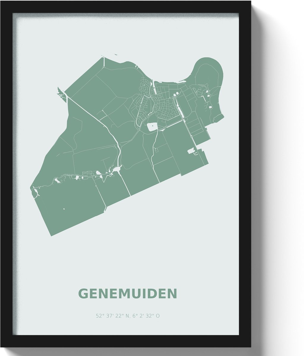 Poster Genemuiden A3 - 30 x 42 cm - Groen (Exclusief Lijst)