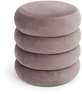 Gestoffeerde Fluwelen Poef met Opbergruimte SNUGGO 42 cm / Gestoffeerde Poef / Ronde Poef / Woonkamerstoel / Opbergkruk Wonen / Gedempt Roze