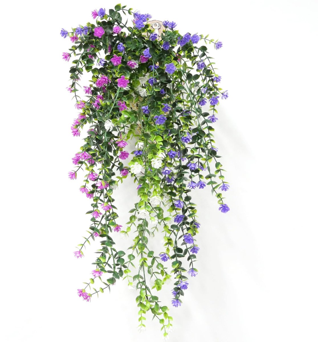 Unyqoos Set van drie kleurrijke hangende kunstplanten voor binnen en buiten decoratie groen