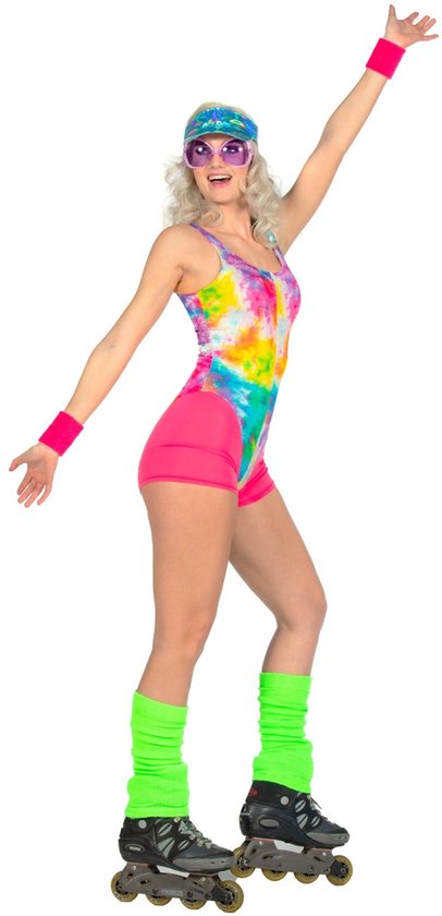Wilbers & Wilbers - Costume des années 1980 et 90 - Fitness des années 1990 Alecia Danse - Femme - rose, multicolore - Taille 40 - Déguisements - Déguisements