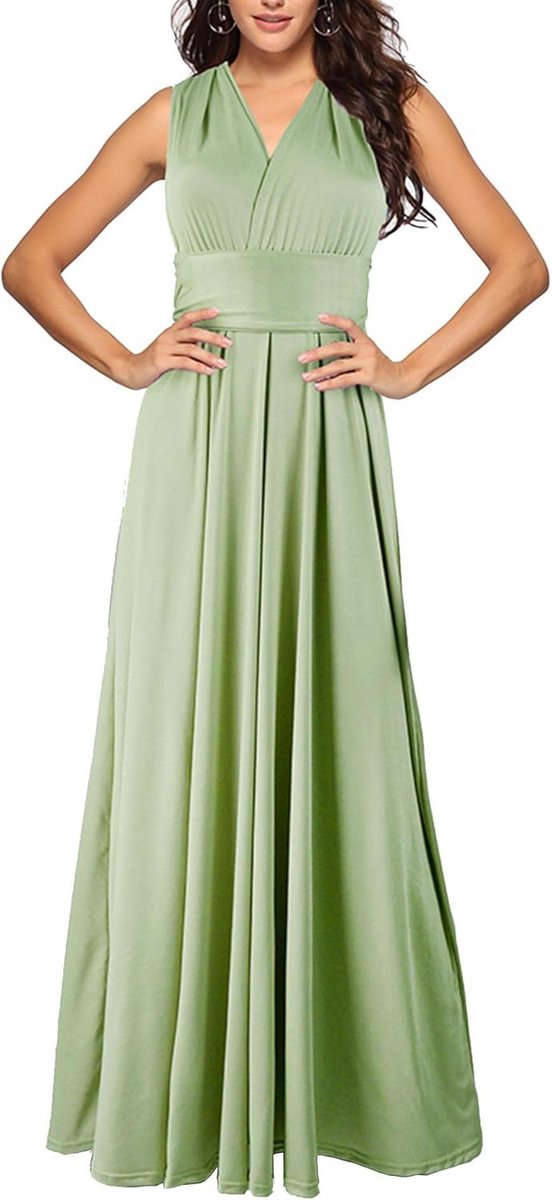 Elegante damesjurk met hoge taille - mouwloos met open rug en veterdesign, bruilofts- of feestjurk