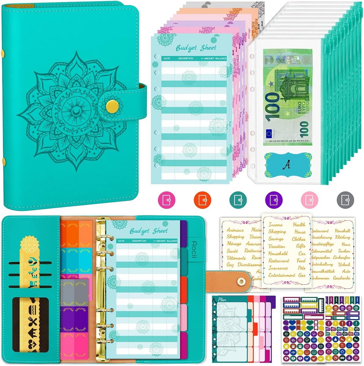 Budgetplanner - Budget planner, money sleeves, ring binder, financial planner,