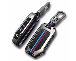 Autosleutel Hoesje geschikt voor Kia Ceed - E-Soul - Xceed - Proceed - Niro - Sportage - Sorento - EV6 - EV9 - Metal Luxe - Sleutelcover - Autosleutelhoesje - Autosleutel Cover - grijs -zwart