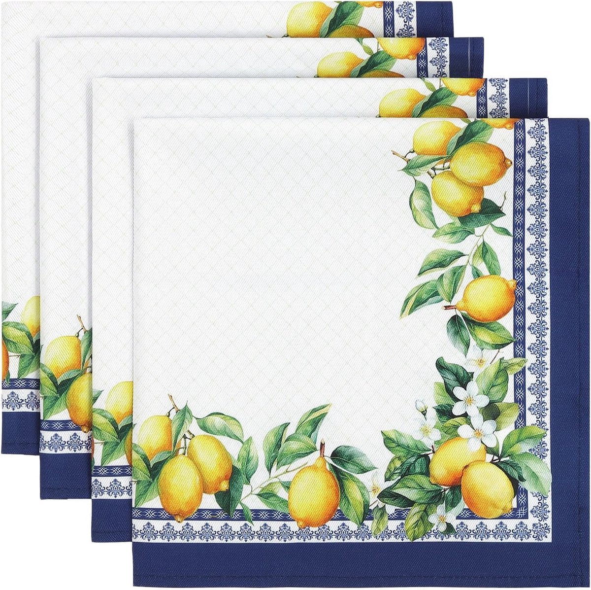 Stunq® Set van 4 Luxe Stoffen Servetten met Citroenbladeren Design voor Feestelijke Gelegenheden