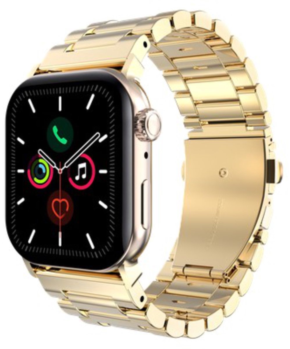 Just in Case horlogebandje geschikt voor Apple Watch Bandje (PrimeSteel) - Smartwatchbandjes (+Horloge inkortset) - Universeel bandje geschikt voor Apple 38/40/41/42 mm - Goud