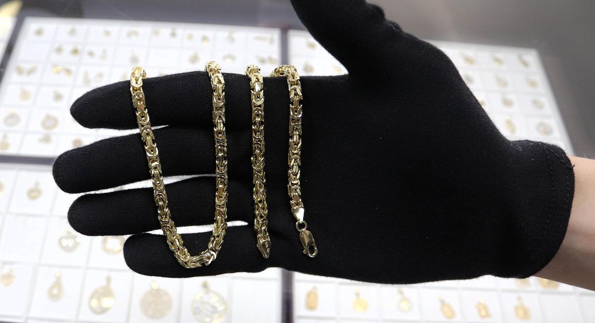 Luxe Koningsketting voor Heren - Massief Zilver met 14K Gouden Accent