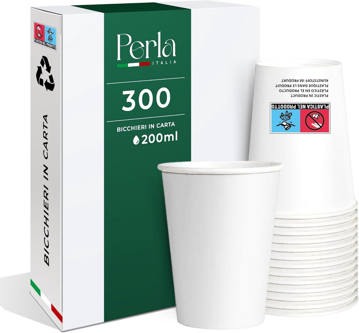 300 Biologisch Afbreekbare Papieren Bekers 200 ml voor Warme en Koude Dranken