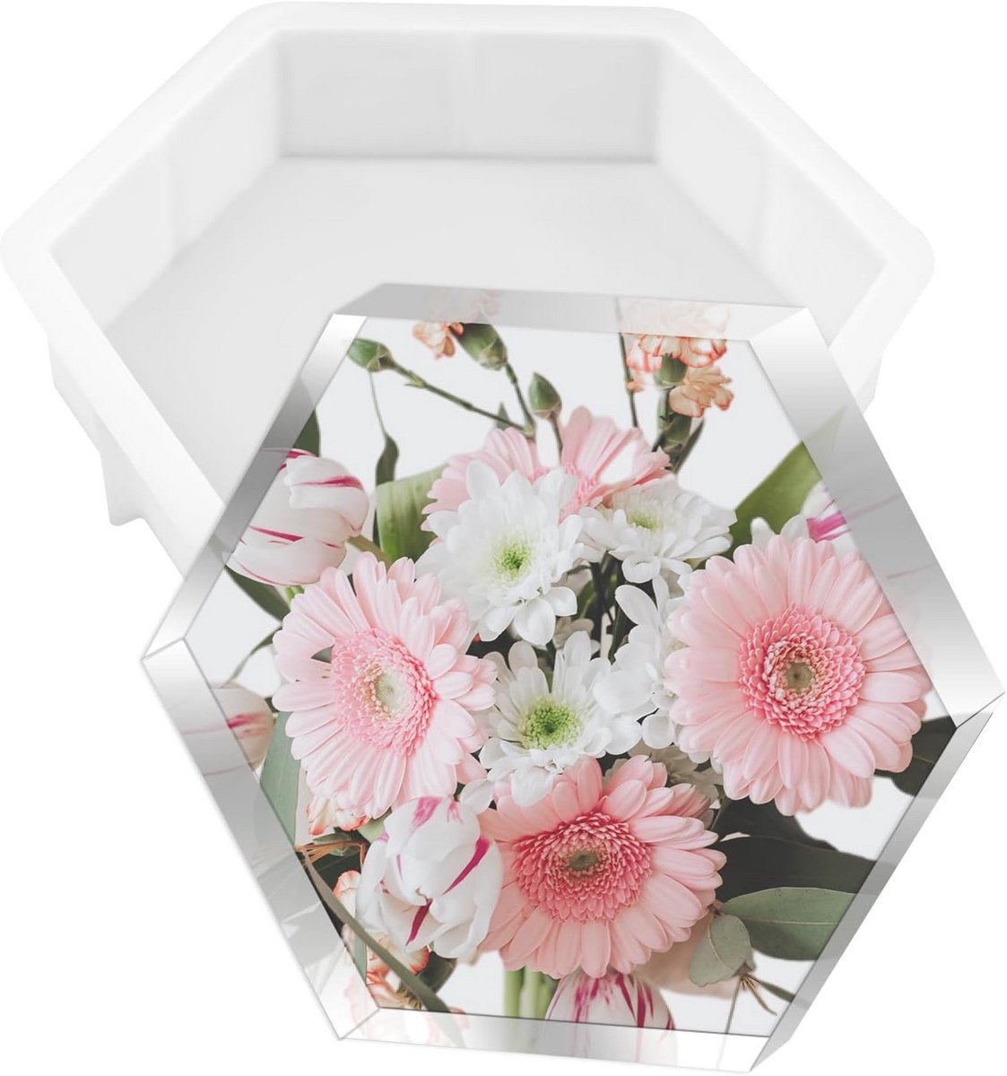 Grote Zeshoekige Siliconen Mal voor Epoxyhars - Knutselen met Bloemen en Kristallen