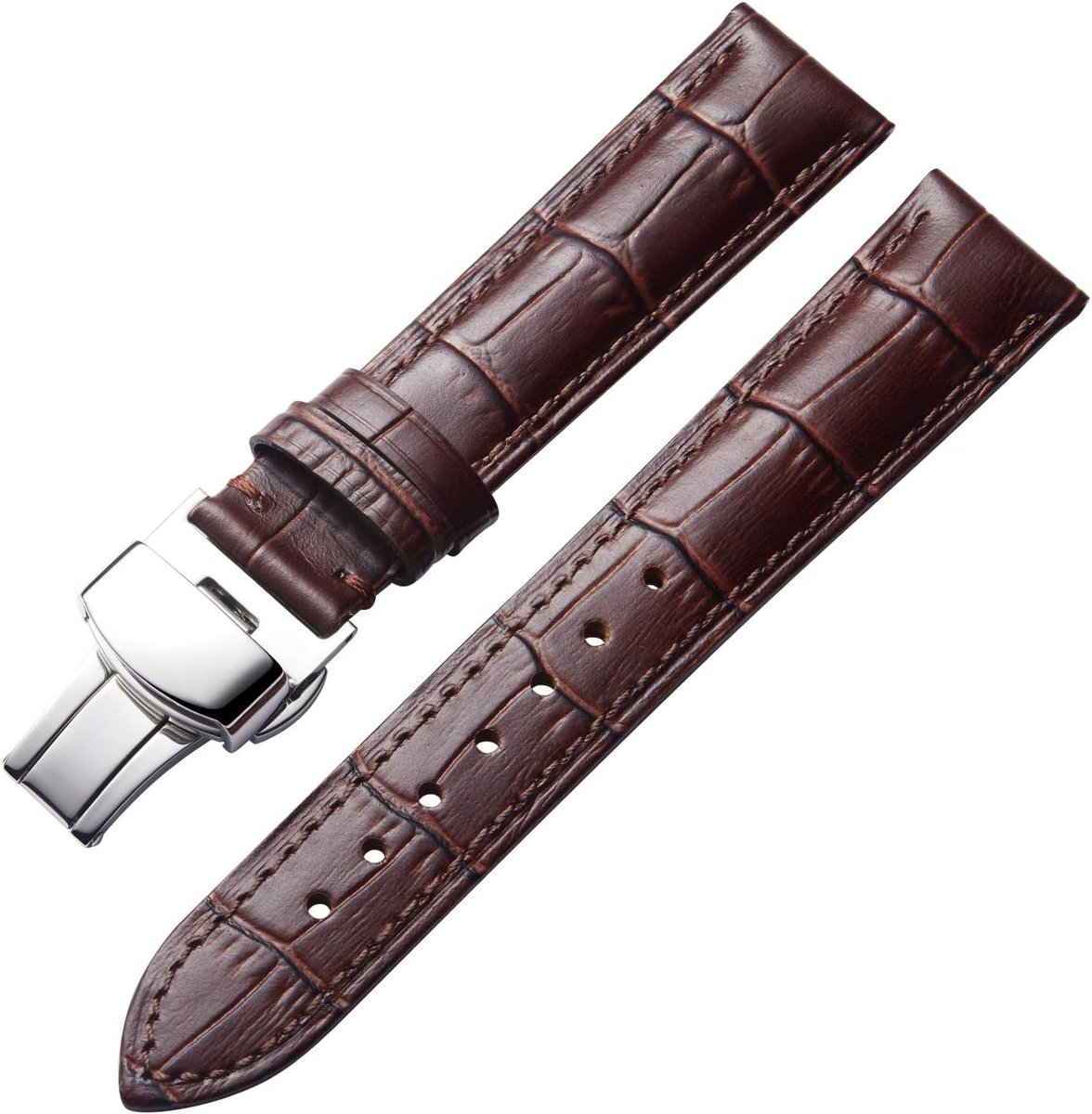 Leren Horlogeband Vervanging met Vlindersluiting voor Heren en Dames - Diverse Maten en Kleuren