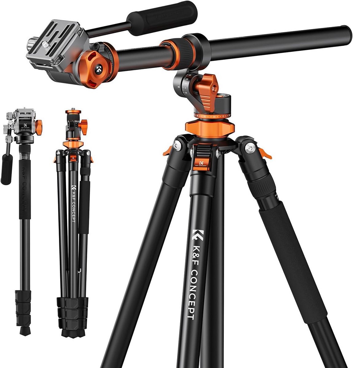 Professionele Video Statief 230cm met 90° Middenkolom en Afneembare Monopod, Hydraulisch Hoofd, Aluminium Reisstatief voor DSLR en Camcorders