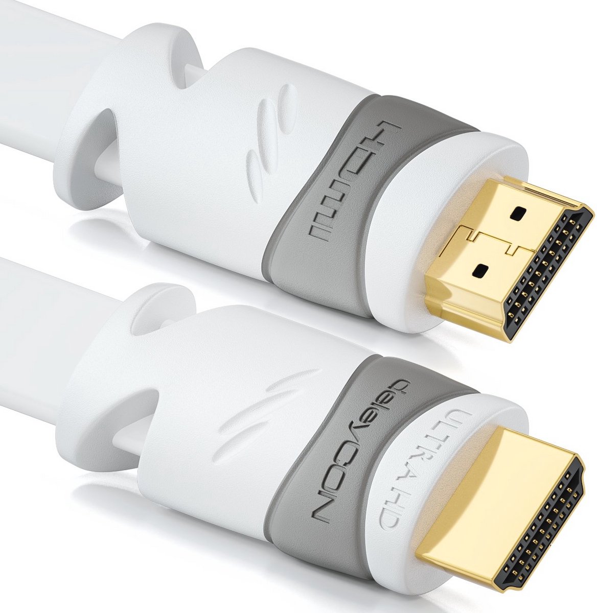 Platte 7,5m HDMI-Kabel - UHD 4K HDR 3D 1080p 2160p - High Speed met Ethernet - Wit