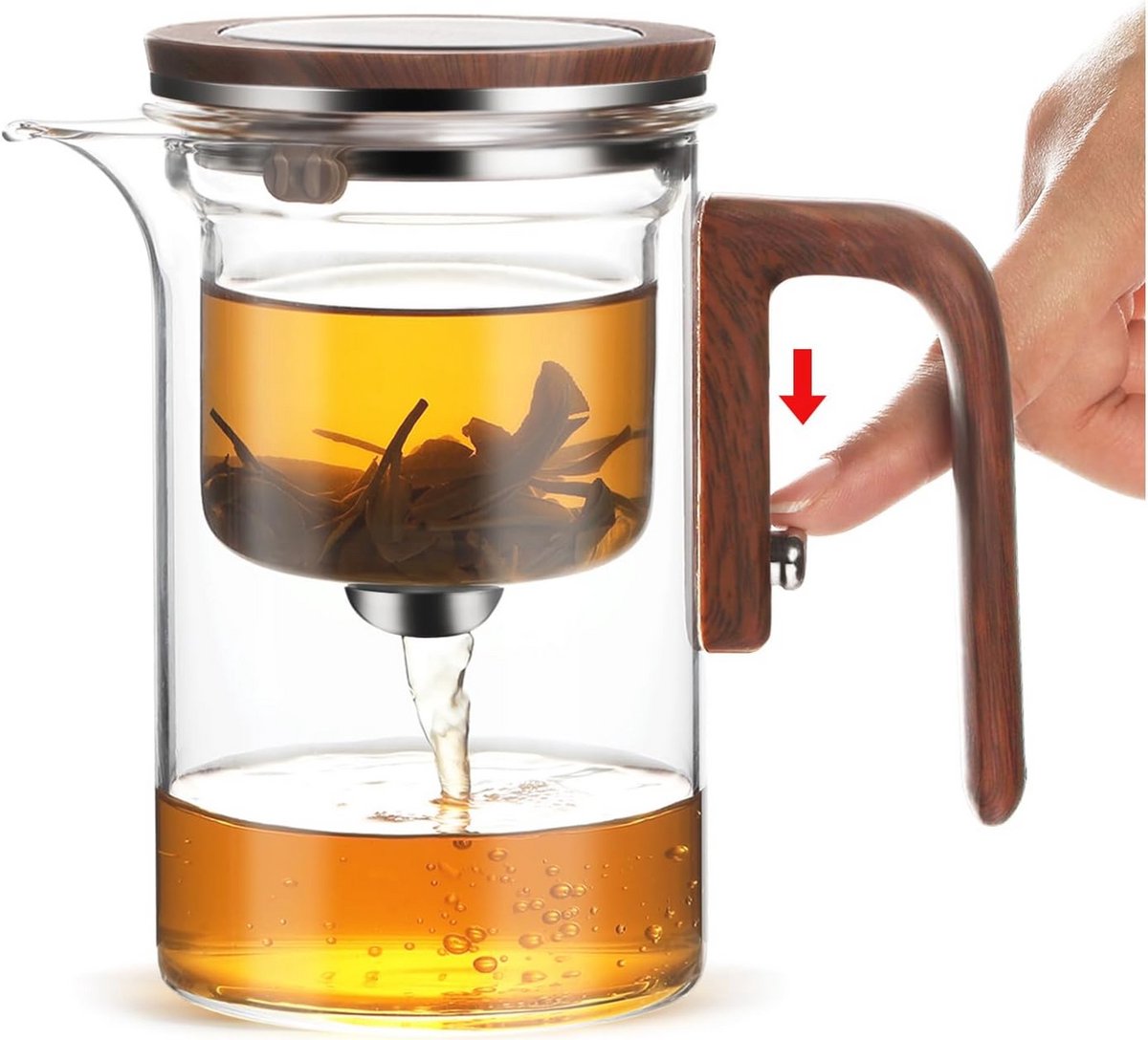 Magische Glazen Theepot met Infuser - 600ml en Uniek Waterscheidingsontwerp