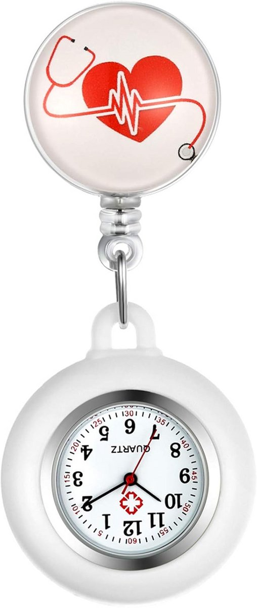 Siliconen zakhorloge met intrekbaar koord en stethoscoop houder