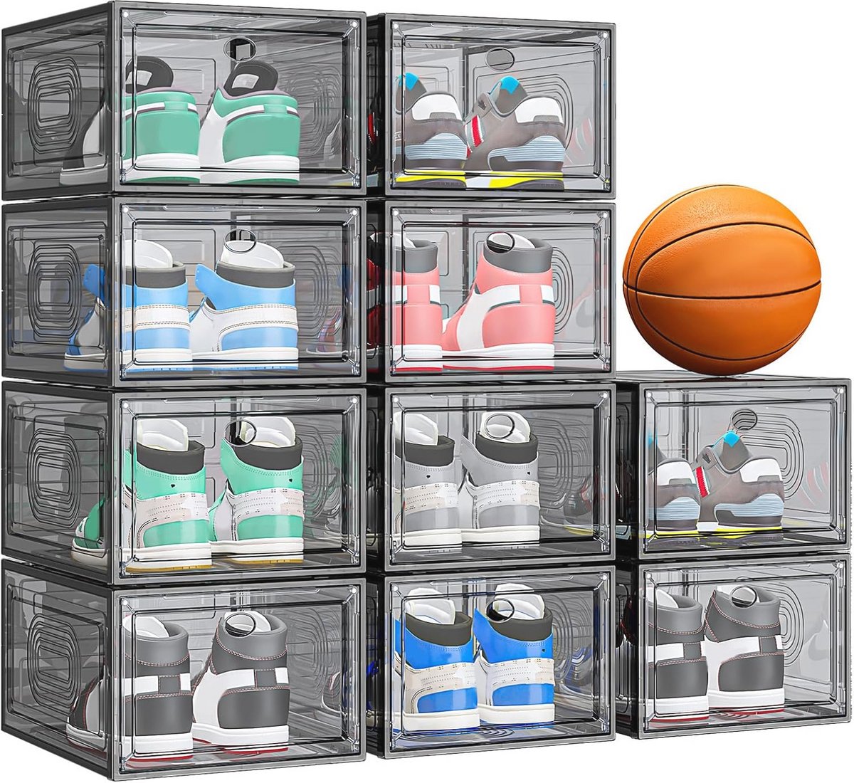Stapelbare Schoenorganizer - 10 Pack Dikkere Schoenopbergdozen met Magnetische Deur