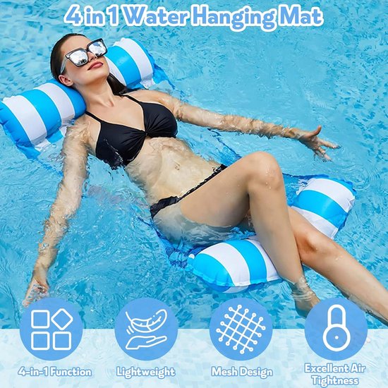 Inflatable Air Matras met Cup Holders - 4-in-1 Waterpret voor Zwembad & Strand — afbeelding 3