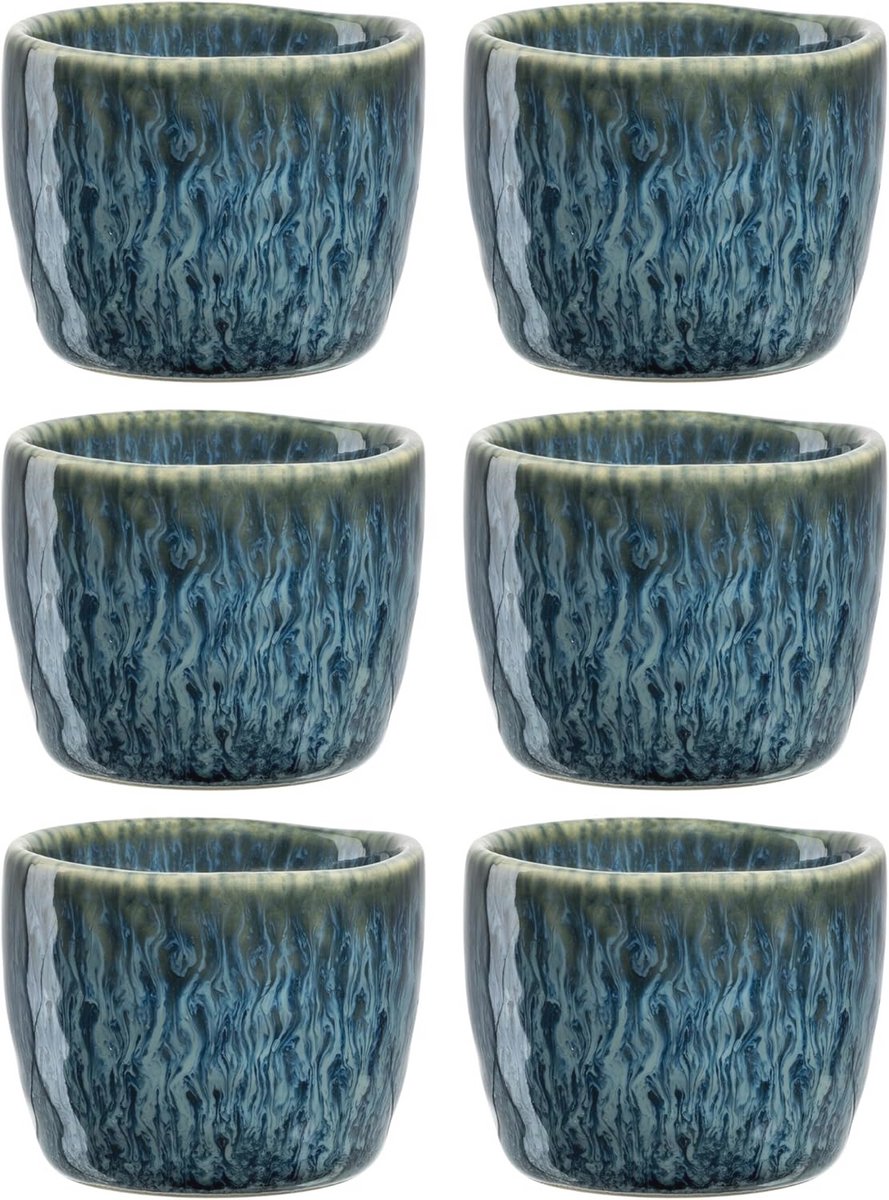 Eierdopjes Set van 6 - Keramiek Vaatwasmachinebestendig in Blauw - 5,2 cm Diameter