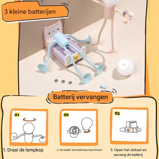 Ynkkvre - Vormbaar Atleten Nachtlampje met Zuignap - Warm LED Nachtlicht - Set van 2-zwart van Ynkkvre — afbeelding 3