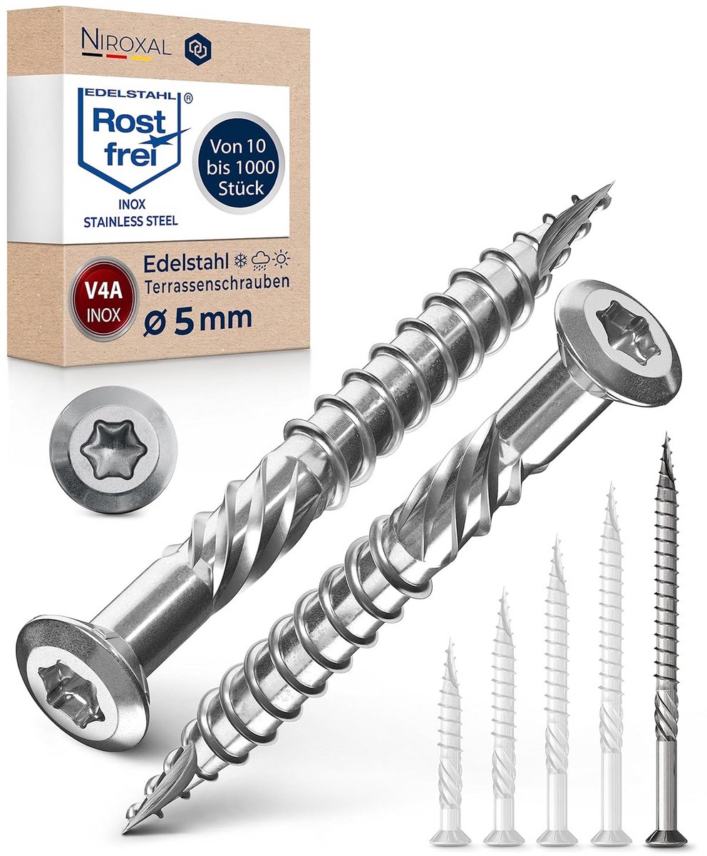 RVS Terrasschroeven 5x80mm Torx Kop Verzonken - Houtschroeven Roestvrij Staal