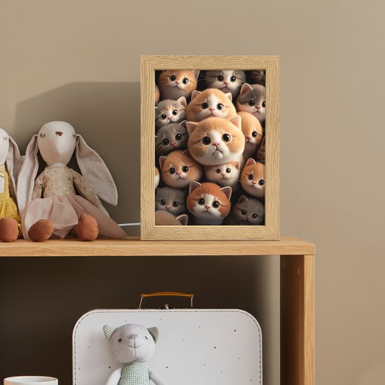 Nachtlampje 15x20 cm - Kinder lampje - Katten - Huisdieren - Kitten - Design - Jongens - Meisjes - Tafellamp kinderkamer - Slaapkamer lamp - Bedlamp kinderen - Kinderlampje stopcontact - Wandlamp babykamer - Nachtlampjes van OnlyWow — afbeelding 3
