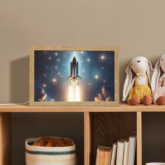 Nachtlampje 30x20 cm - Kinder lampje - Ruimtevaart - Raket - Space - Sterren - Tafellamp kinderkamer - Slaapkamer lamp - Bedlamp kinderen - Kinderlampje stopcontact - Wandlamp babykamer - Nachtlampjes van Merkloos — afbeelding 3