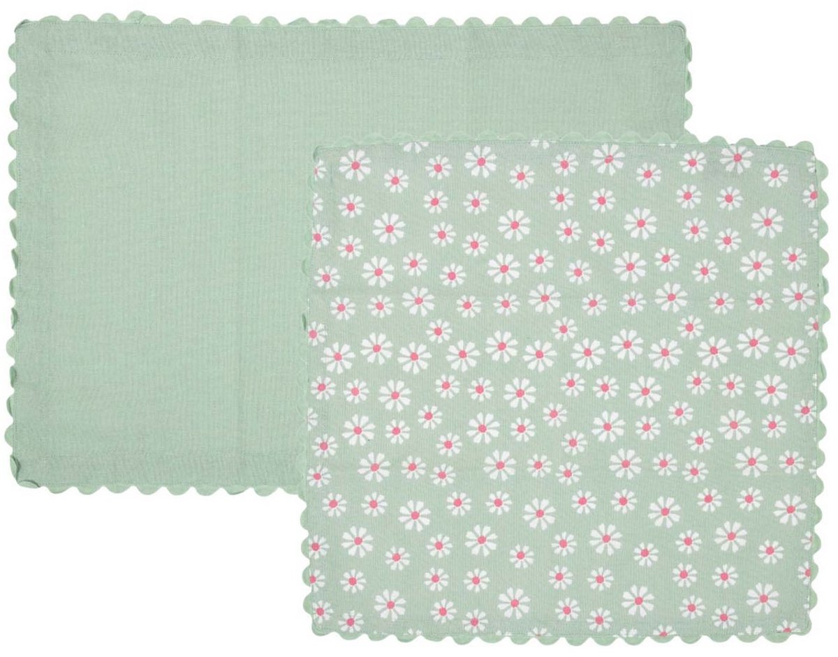 Daisy Flowers Keukenset 35x50/40x40cm groen (set of 8)