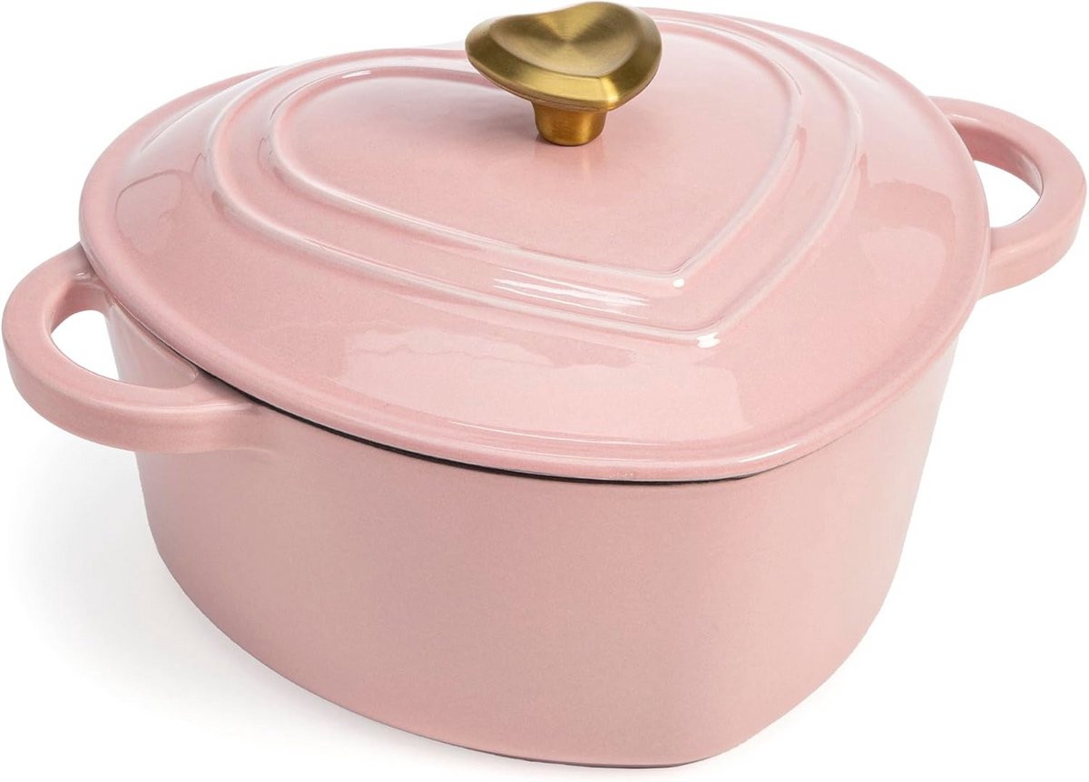 Hartvormige Geglazuurde Gietijzeren Dutch Oven - 2-Liter