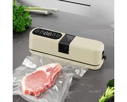 Mini draadloze vacuümsealer, voedselconserveringsmachine, automatische droge en natte sealmachine, plastic sealmachine Geschikt voor huishoudelijk gebruik (beige)